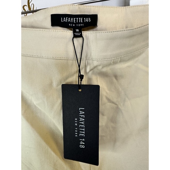 NWT Lafayette 148 New York Beige Women's Dress Pants Size 16 Side Button Zipper - Picture 1 of 8